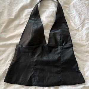 Zara faux leather Black Halter Top. Size L. Excellent  condition. Flattering